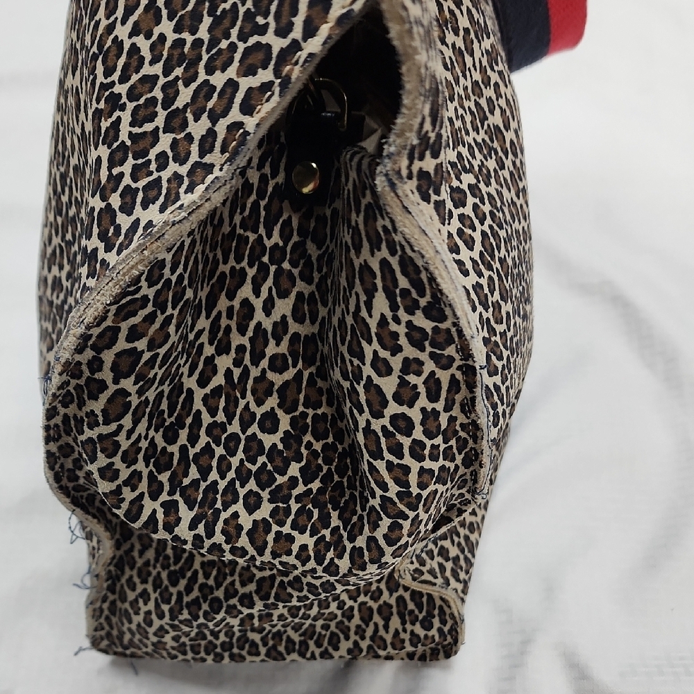 Clare V Leopard Print Tote with Red and Black Straps - Picture 4 of 7